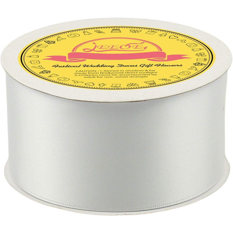 LEEQE Double Face Satin Ribbon 2 inch X 25 Yards Polyester White Ribbon for Gift Wrapping Very Suitable for Weddings Party Hair Bow Invitation Decorations and More - Image 3